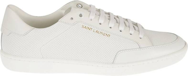 Saint Laurent Geperforeerde Leren Sneakers White Heren