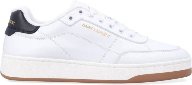 Saint Laurent Witte zwarte leren sneakers SL 61-stijl White Heren