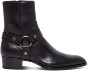 Saint Laurent Wyatt Harness Laarzen Van Glad Leer Zwart Heren