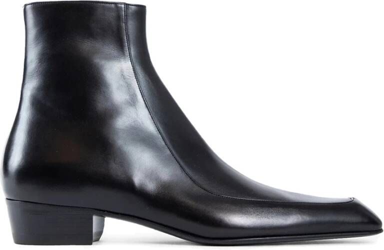 Saint Laurent Zwarte Enkellaarzen Elegante Stijl