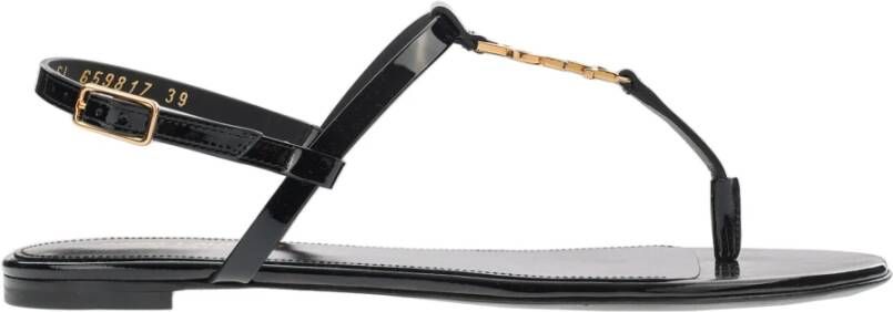 Saint Laurent Zwarte Flip Sandaal Black Dames