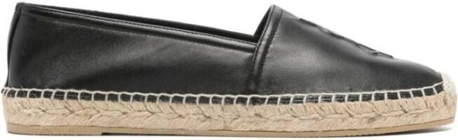 Saint Laurent Zwarte Kalfs Espadrilles Black Dames