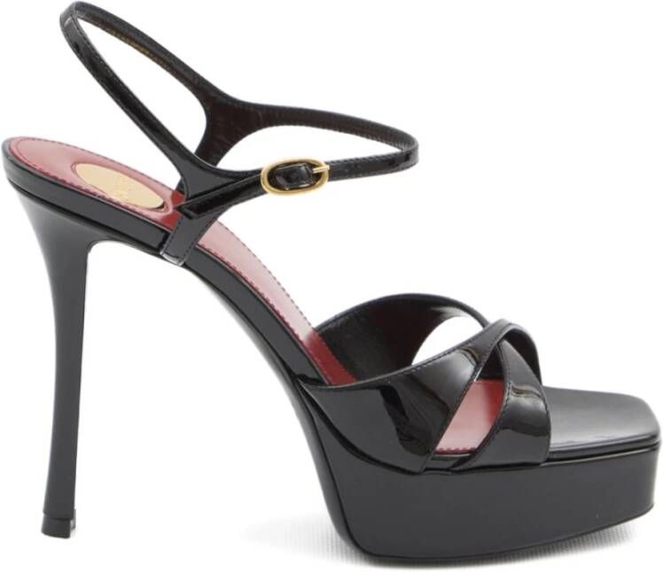 Saint Laurent Zwarte Lakleren Sandalen