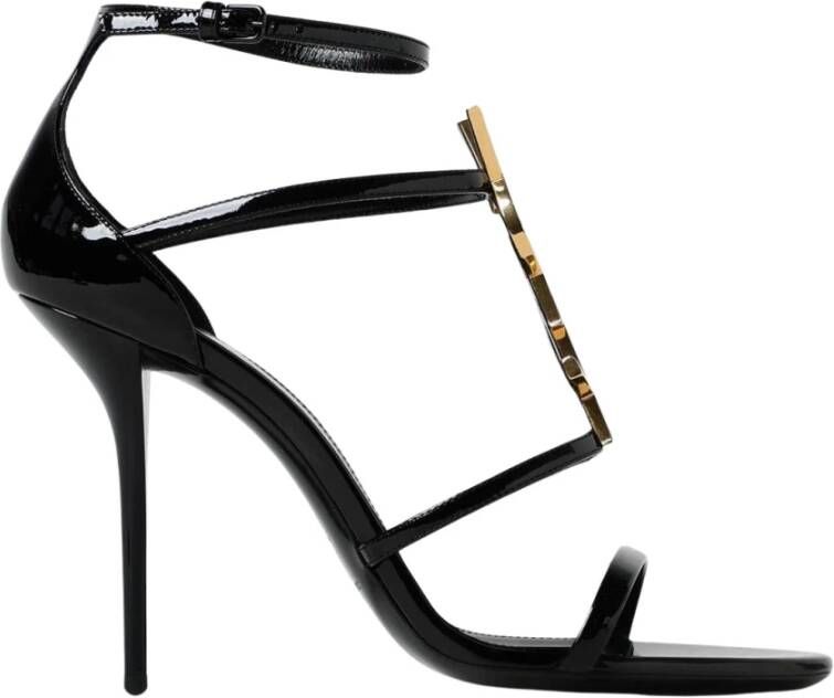 Saint Laurent Zwarte Lakleren Sandalen met Hak