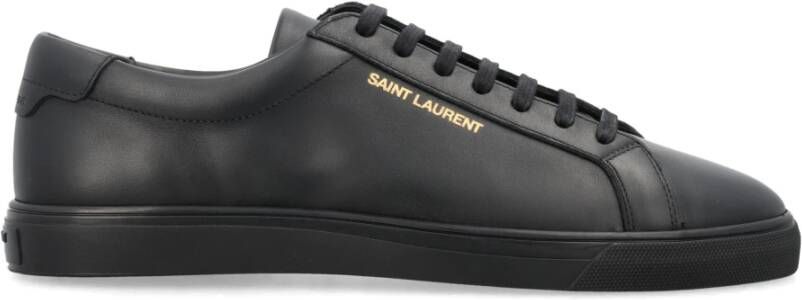 Saint Laurent Zwarte Leren Andy Sneakers Black Heren