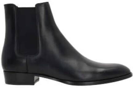 Saint Laurent Zwarte Leren Chelsea Laarzen
