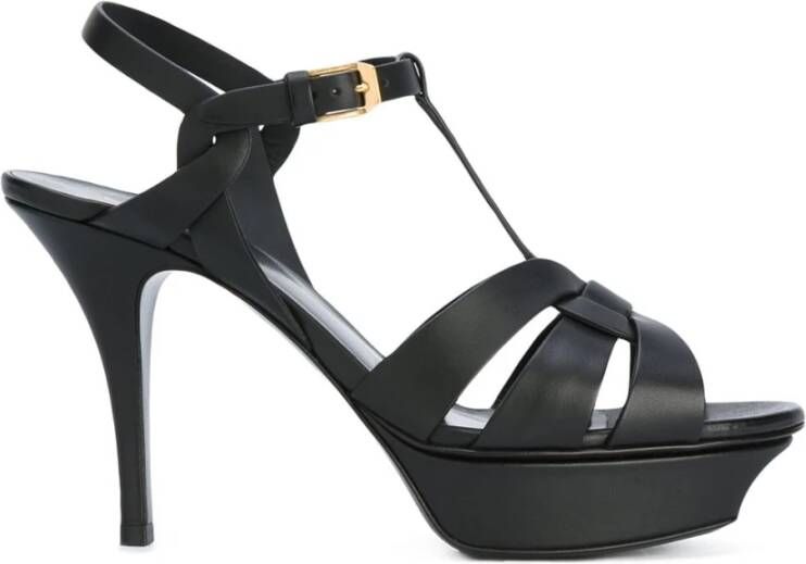 Saint Laurent Zwarte sandalen met bandjes en verstelbaar enkelbandje