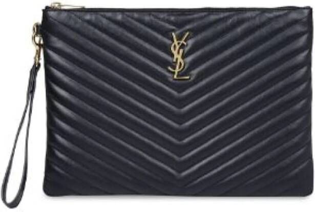 Saint Laurent Zwarte Leren Kalfsboot