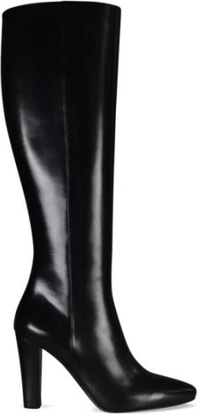 Saint Laurent Zwarte Leren Laarzen met 9 5 cm Hakken Black Dames