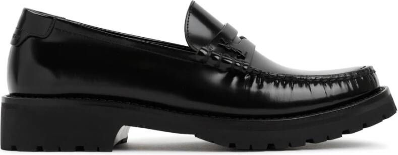 Saint Laurent Zwarte Leren Loafers Black Dames