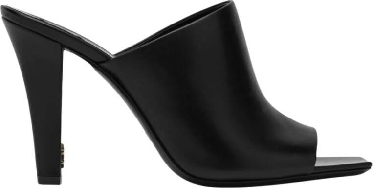 Saint Laurent Zwarte Leren Muiltjes Hakken Elegant Veelzijdig