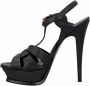 Saint Laurent Zwarte Leren Plateau Sandalen - Thumbnail 1