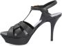 Saint Laurent Zwarte leren platform sandalen - Thumbnail 1