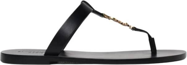 Saint Laurent Zwarte Leren Sandalen voor Mannen
