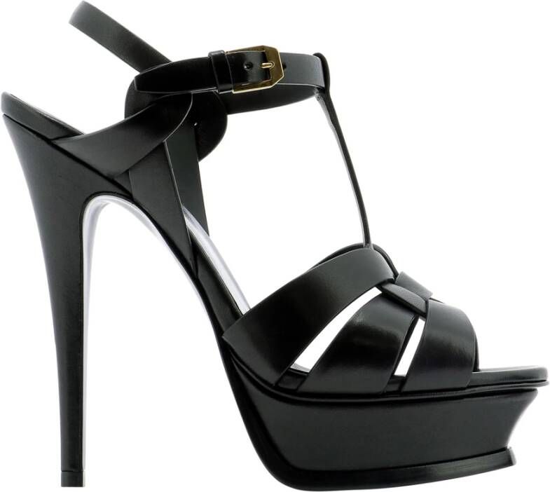 Saint Laurent Zwarte leren sandalen voor vrouwen