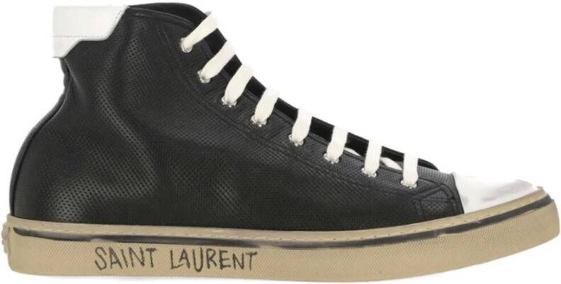 Saint Laurent Zwarte Leren Sneakers Aw23 Black Heren