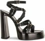 Saint Laurent Zwarte Leren Strappy Plateau Sandalen - Thumbnail 1