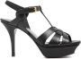 Saint Laurent Zwarte Leren Strappy Sandalen - Thumbnail 1