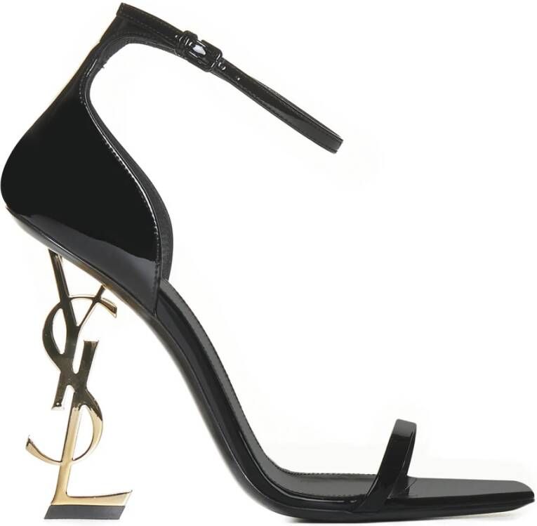 Saint Laurent Zwarte Opyum Lakleren Sandalen