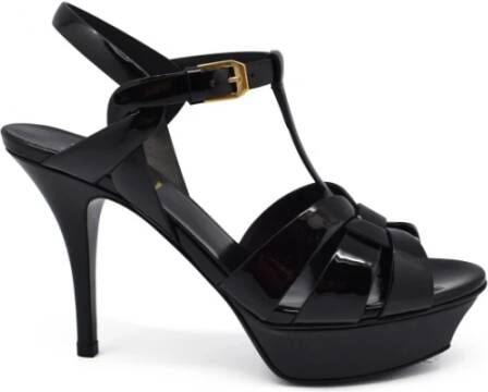 Saint Laurent Zwarte Patentleren Tribute Sandalen Zwart Dames