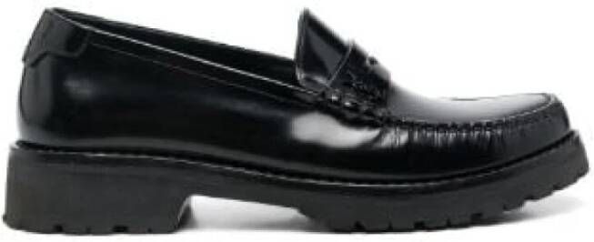 Saint Laurent Zwarte Almond Tip Monogram Loafers Black