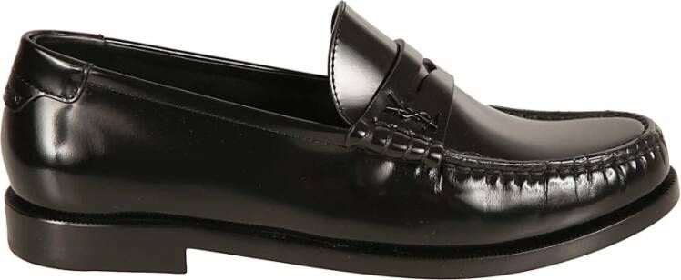 Saint Laurent Zwarte platte loafer schoenen Black Dames