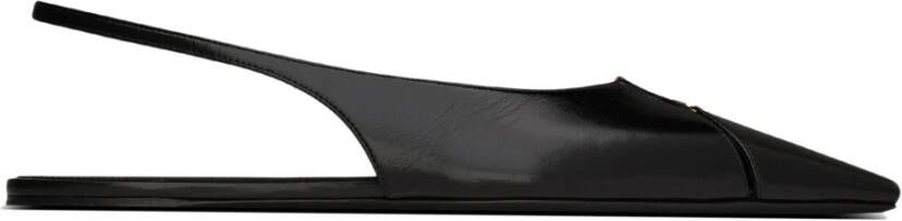 Saint Laurent Zwarte platte schoenen met metalen plaat