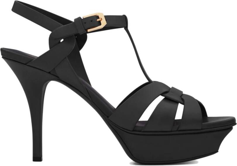 Saint Laurent Zwarte sandalen met bandjes en verstelbaar enkelbandje