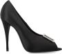 Saint Laurent Zwarte Satijnen Crêpe Peep Toe Pumps - Thumbnail 1