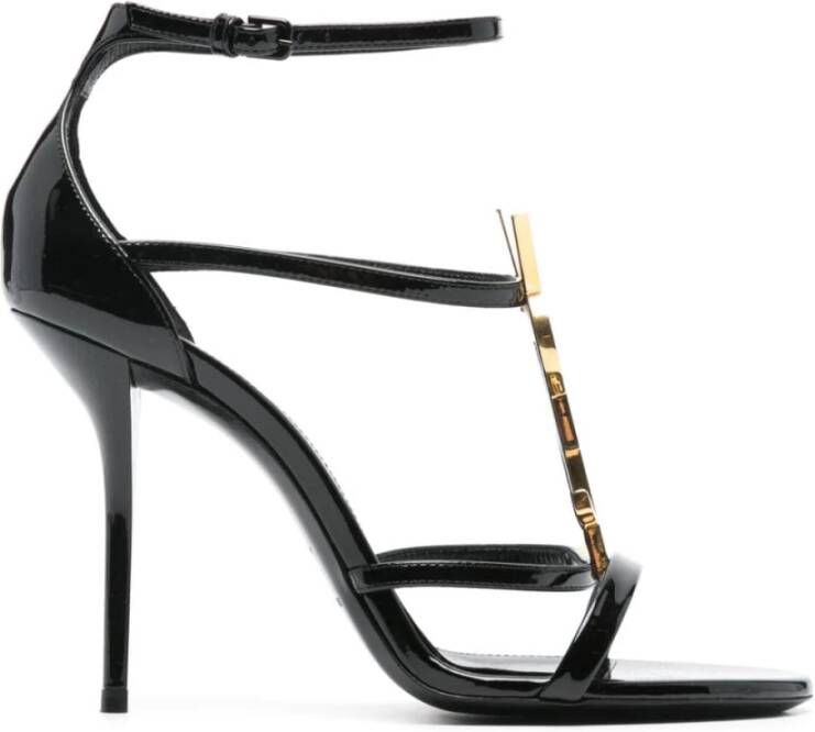 Saint Laurent Zwarte Strappy Sandalen Vernice T10 Black Dames