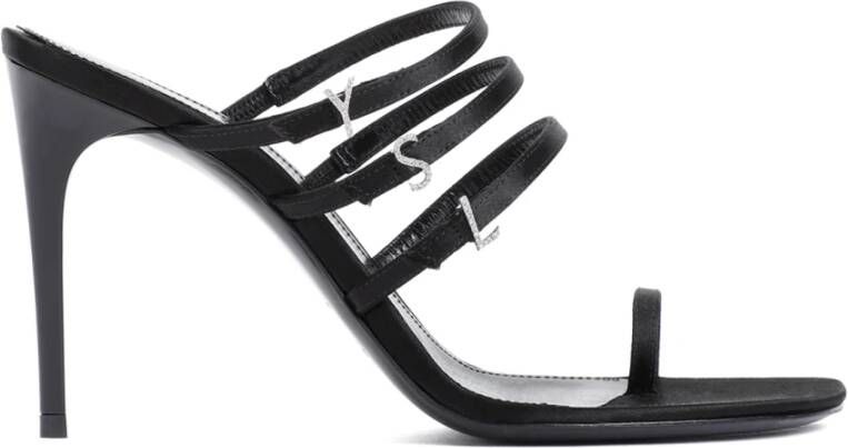 Saint Laurent Zwarte Textiel Sandalen met YSL-charms Black Dames