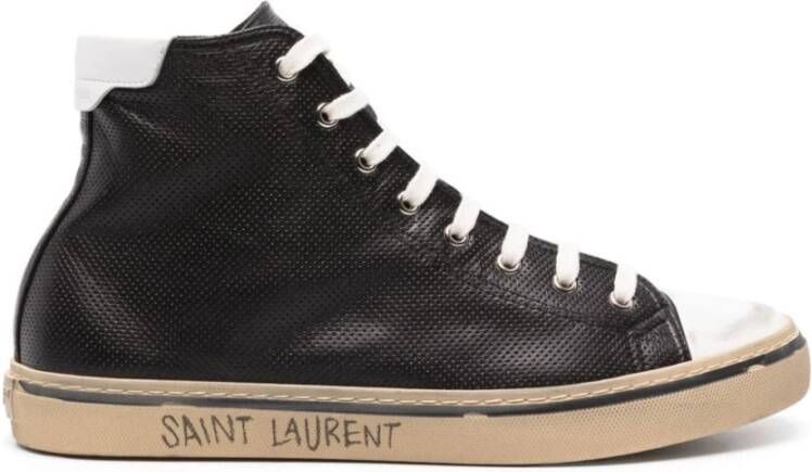 Saint Laurent Zwarte Veterschoenen met Handtekeningdetail Zwart Heren