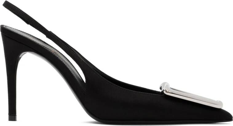 Saint Laurent Zwarte Zijden Slingback Pump Black Dames