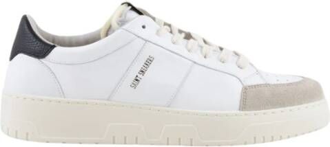 Saint Sneakers Witte Leren Sneakers met Kleurrijk Contrastband White Heren