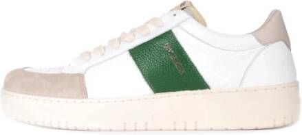 Saint Sneakers Witte Leren Sneakers met Groene Band White Heren