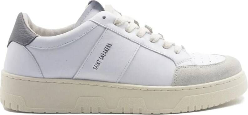 Saint Sneakers Witte Leren Sneakers met Grijze Detail White Heren