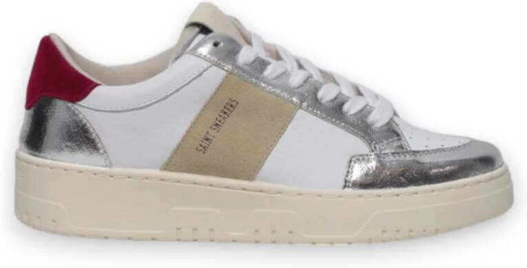 Saint Sneakers Witte Zilveren Leren Sneakers Trendy Stijl Multicolor Dames