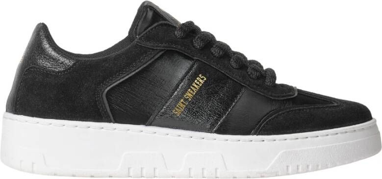 Saint Sneakers Zwarte Leren Sneakers voor Vrouwen