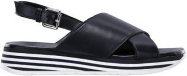 Salamander Zwarte platte sandalen voor vrouwen Black Dames
