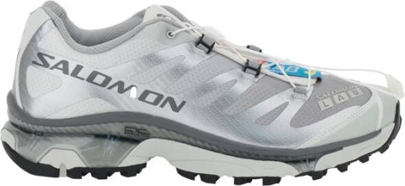 Salomon Grijze lage top sneakers met zilveren accenten