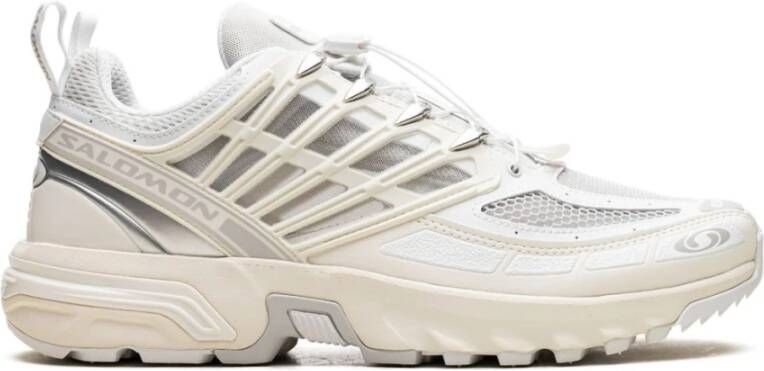 Salomon Witte Mesh Sneakers Logo Print