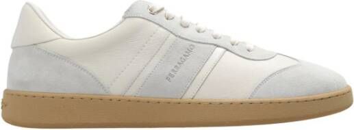 Salvatore Ferragamo Witte Achille Suède Sneakers White Heren