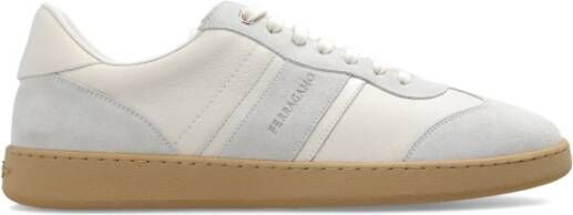 Salvatore Ferragamo Witte Achille Suède Sneakers White Heren