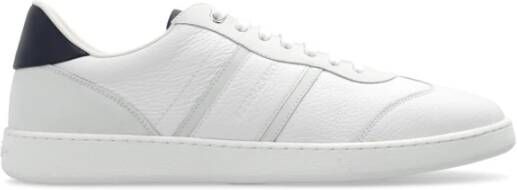 Salvatore Ferragamo Gehamerde leren sneakers met nubuck inzetstukken White Heren