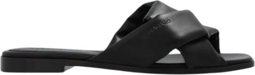 Salvatore Ferragamo Alrai Leren Slides Black Dames