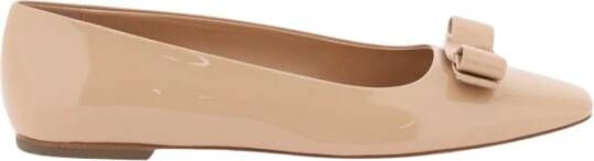 Salvatore Ferragamo Beige Leren Varina Ballerina Beige Dames