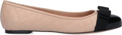 Salvatore Ferragamo Beige en Zwart Nappa Leren Ballet Flats Beige Dames