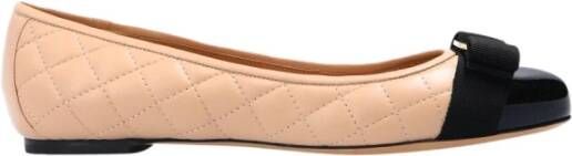 Salvatore Ferragamo Beige en Zwart Nappa Leren Ballet Flats Beige Dames