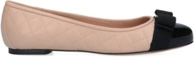 Salvatore Ferragamo Beige en Zwart Nappa Leren Ballet Flats Beige Dames