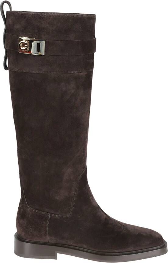 Salvatore Ferragamo Bruine Roly Laarzen Brown Dames
